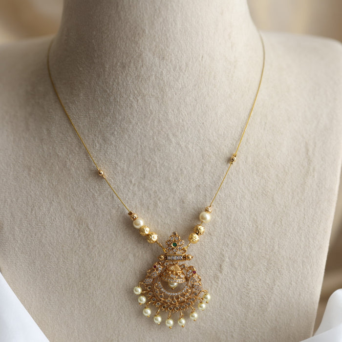 Antique multi stone invisible short necklace IN2090