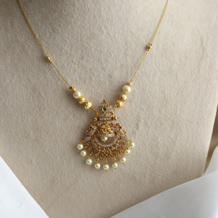 Antique multi stone invisible short necklace IN2090