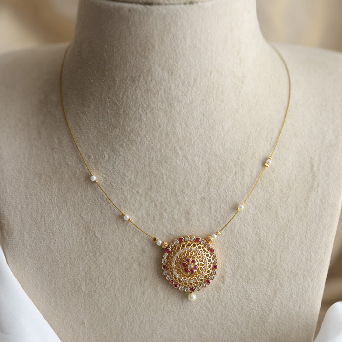 Heritage gold plated invisible short necklace IN6556