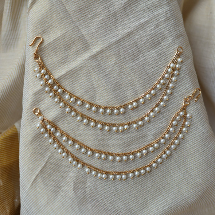 Antique gold and pearl mattal ear accessory  1246700