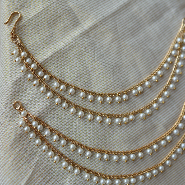 Antique gold and pearl mattal ear accessory  1246700