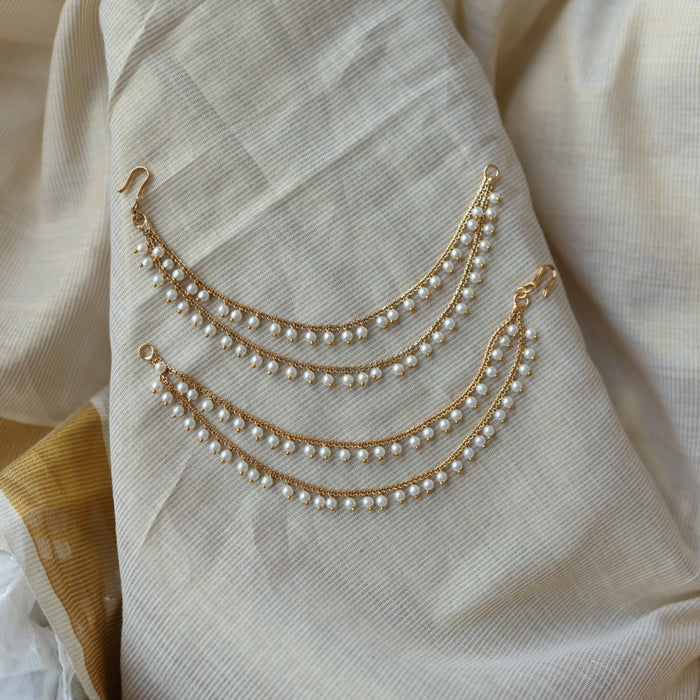 Antique gold and pearl mattal ear accessory  1246700