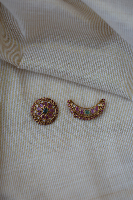 Antique ruby green stone sun and moon hair accessories HA532