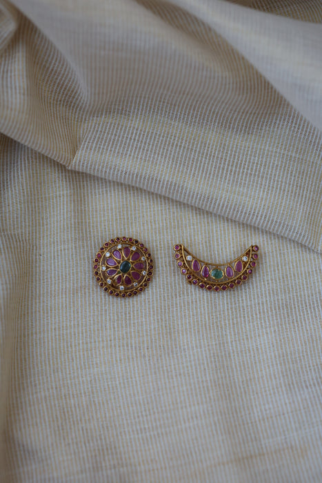 Antique ruby green stone sun and moon hair accessories HA532