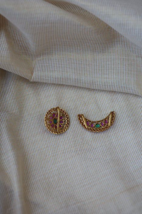 Antique ruby green stone sun and moon hair accessories HA532