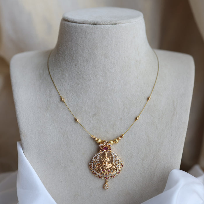 Heritage gold plated design invisible short necklace IN908922
