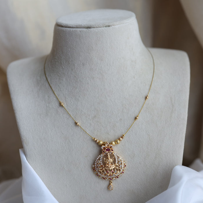 Heritage gold plated design invisible short necklace IN908922