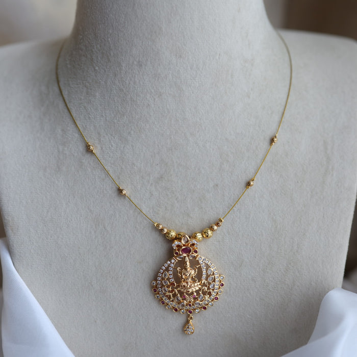 Heritage gold plated design invisible short necklace IN908922