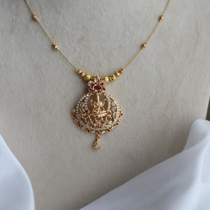 Heritage gold plated design invisible short necklace IN908922