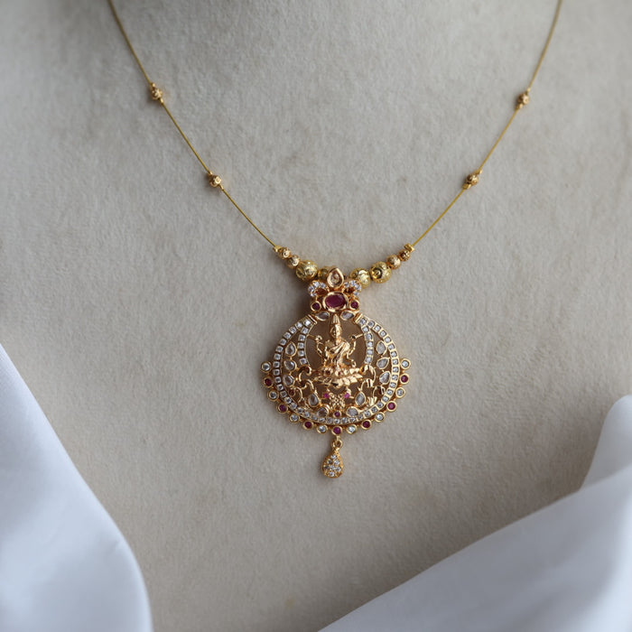 Heritage gold plated design invisible short necklace IN908922