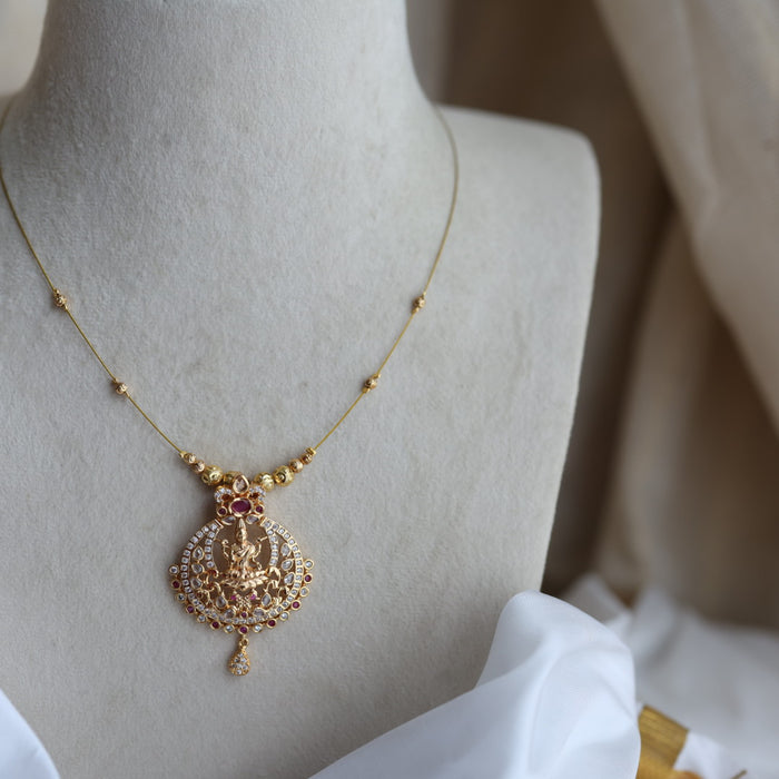 Heritage gold plated design invisible short necklace IN908922