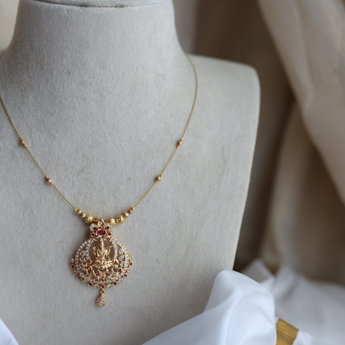 Heritage gold plated design invisible short necklace IN908922