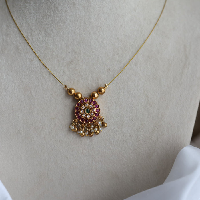 Antique ruby stone invisible short necklace IN2233