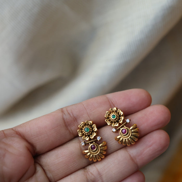Antique ruby green short necklace with earrings TT020534