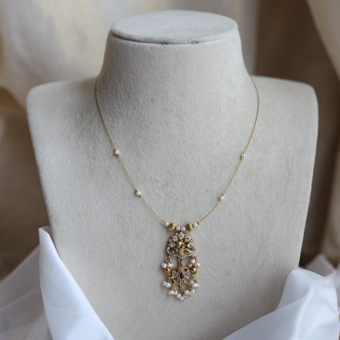 Antique peacock invisible short necklace IN20122