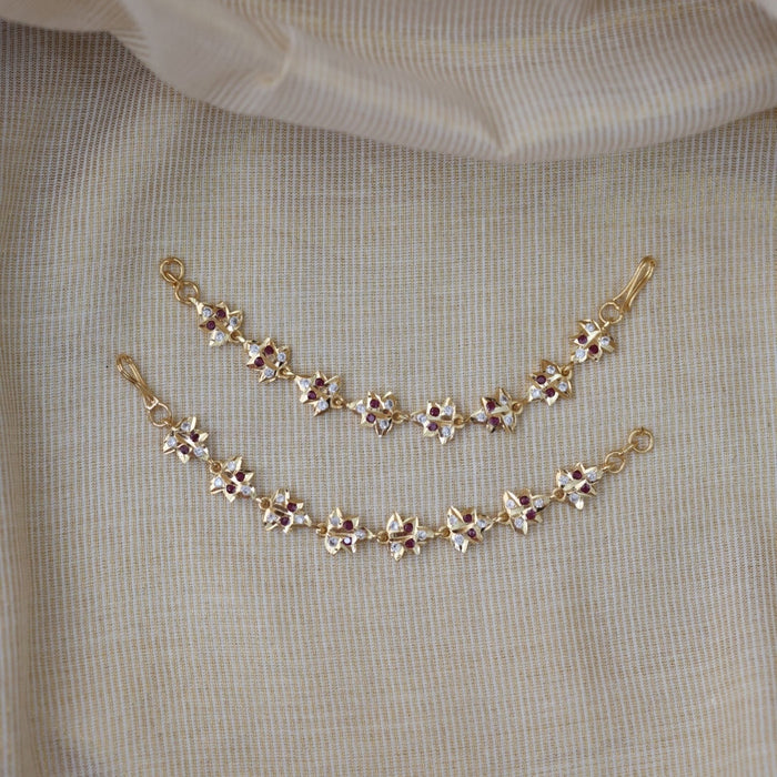 Heritage gold plated ruby white stone mattal hair accessories HM0101