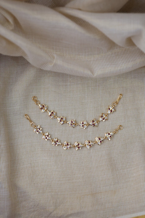 Heritage gold plated ruby white stone mattal hair accessories HM0101