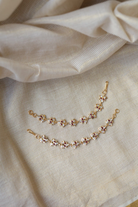 Heritage gold plated ruby white stone mattal hair accessories HM0101