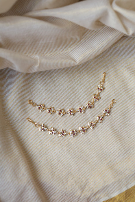 Heritage gold plated ruby white stone mattal hair accessories HM0101