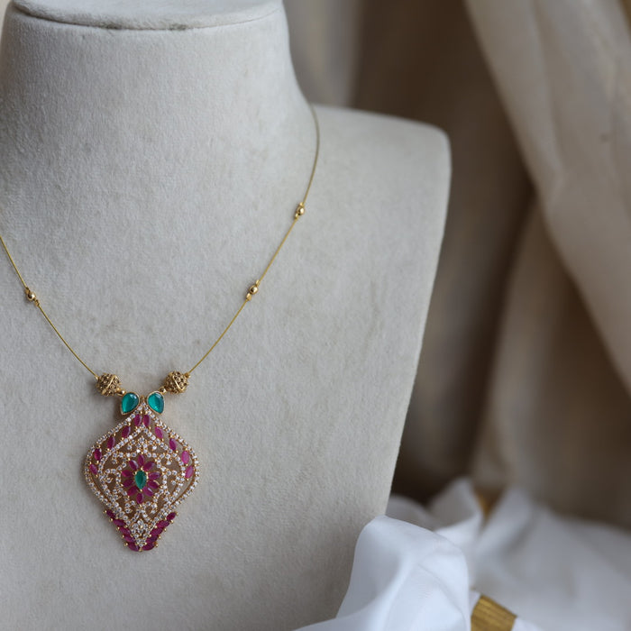 Heritage gold plated design invisible short necklace IN9087