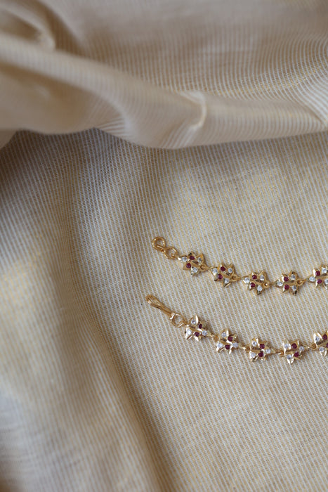 Heritage gold plated ruby white stone mattal hair accessories HM0101