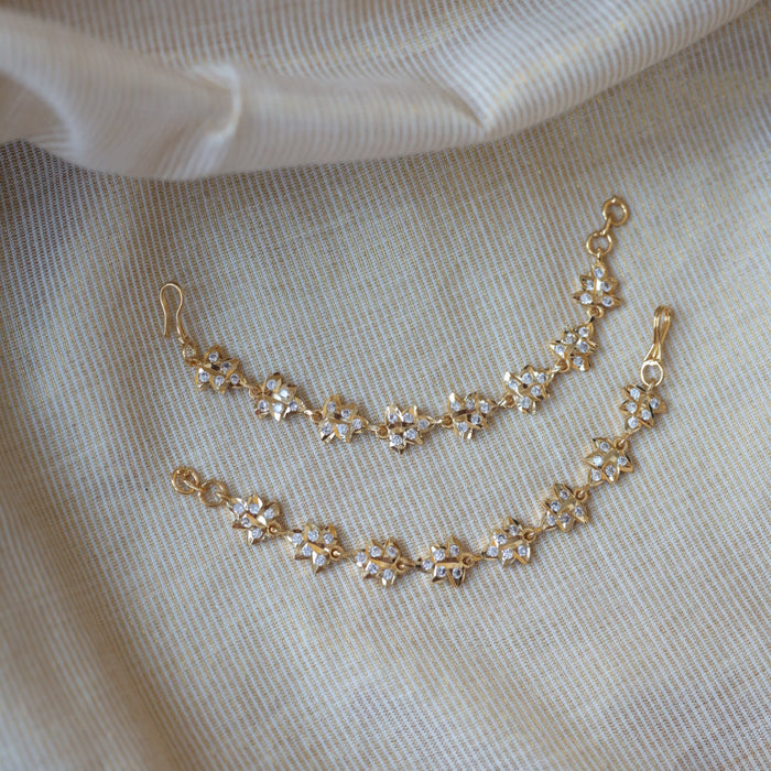 Heritage gold plated white stone mattal hair accessories HM0100