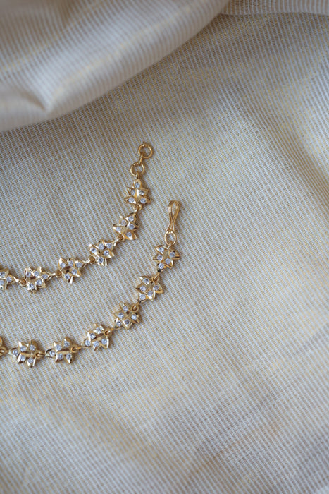 Heritage gold plated white stone mattal hair accessories HM0100