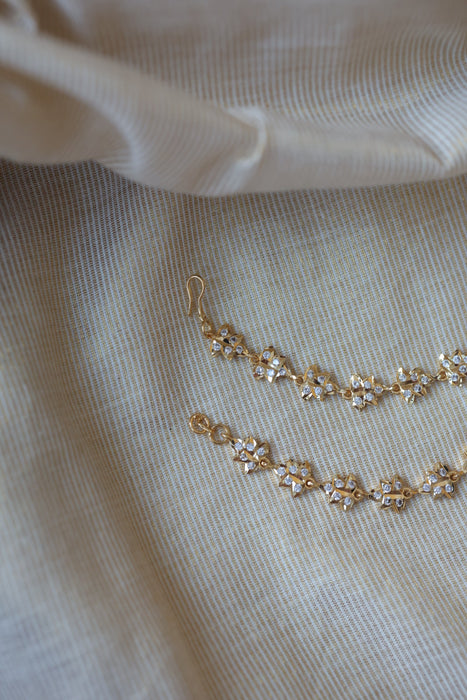 Heritage gold plated white stone mattal hair accessories HM0100