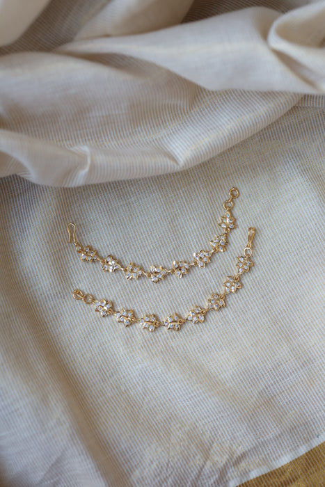 Heritage gold plated white stone mattal hair accessories HM0100