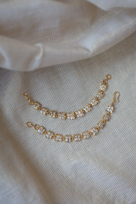 Heritage gold plated white stone mattal hair accessories HM0100