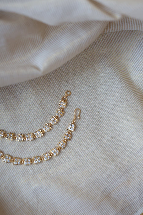 Heritage gold plated white stone mattal hair accessories HM0100