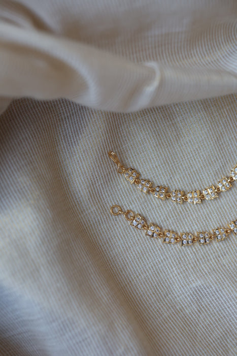 Heritage gold plated white stone mattal hair accessories HM0100