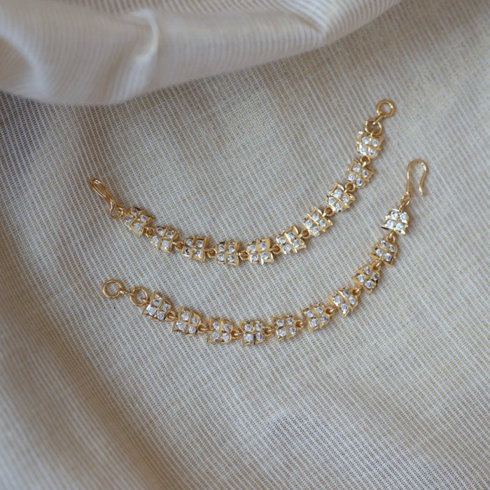 Heritage gold plated white stone mattal hair accessories HM0103