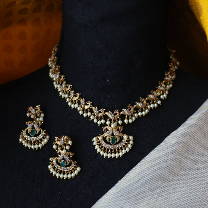 Antique  pearl short necklace with earrings TT0205322