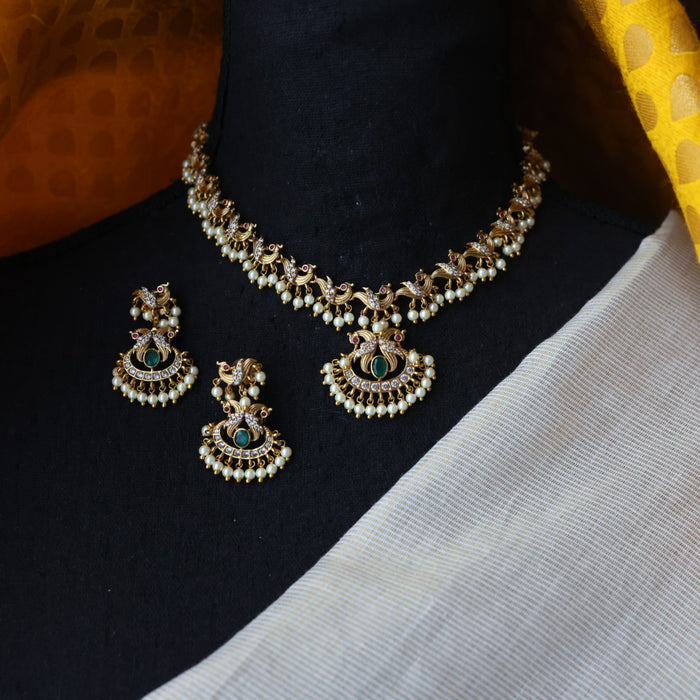 Antique  pearl short necklace with earrings TT0205322