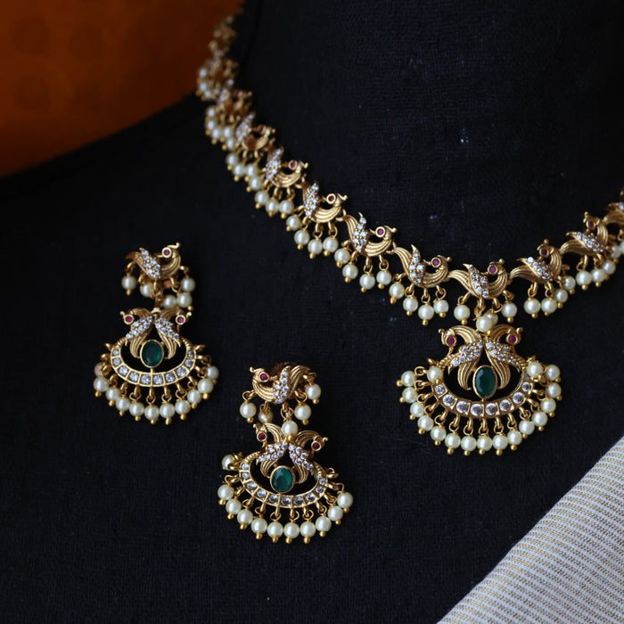 Antique  pearl short necklace with earrings TT0205322