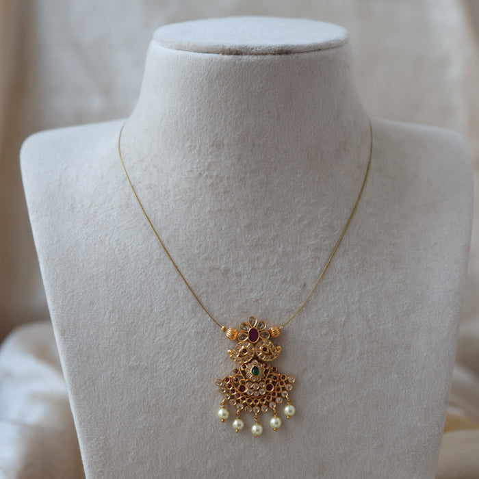 Antique multi stone invisible short necklace IN2013