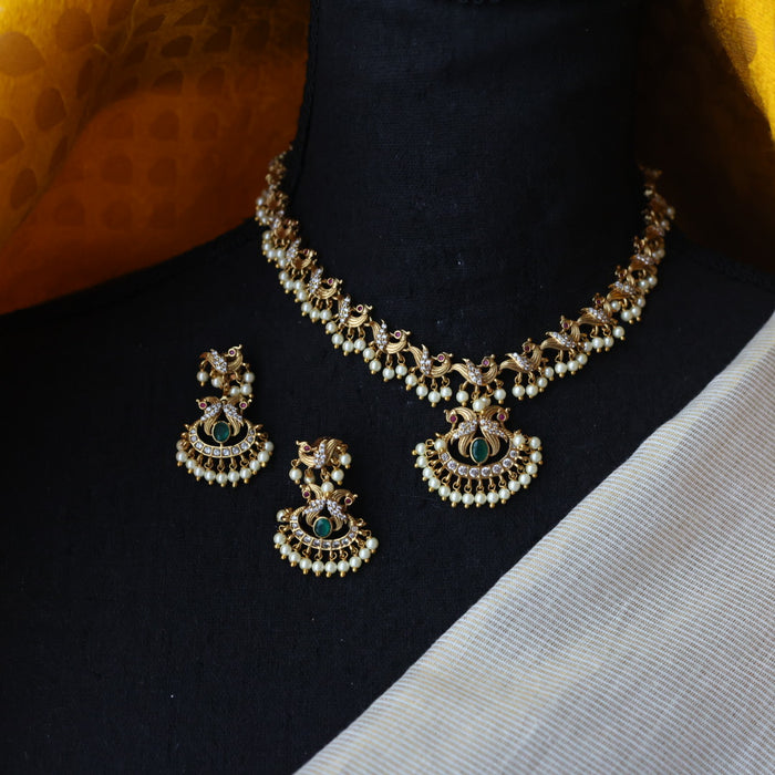 Antique  pearl short necklace with earrings TT0205322