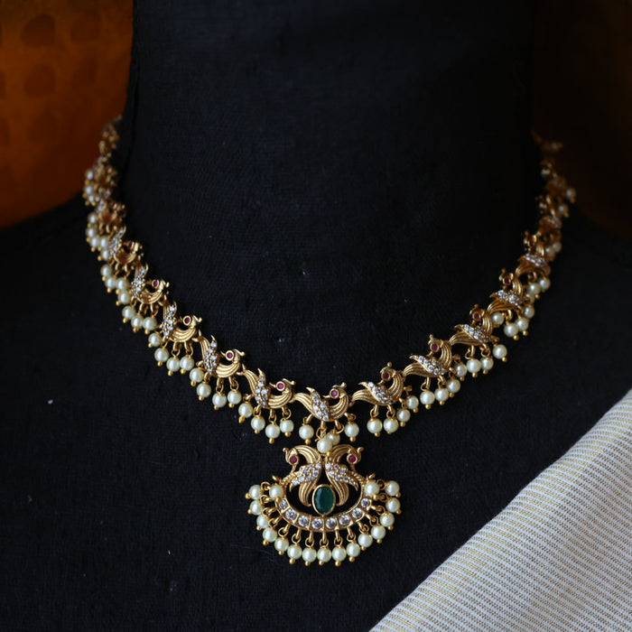Antique  pearl short necklace with earrings TT0205322