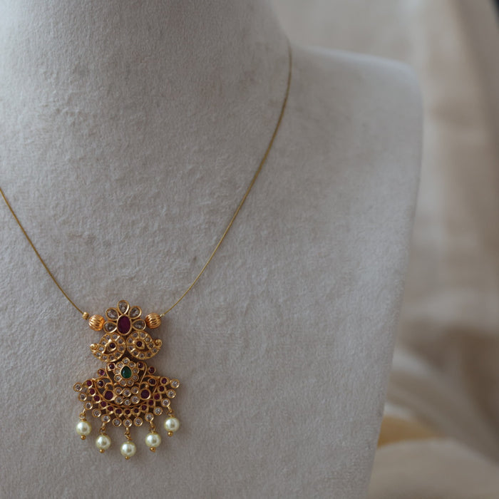 Antique multi stone invisible short necklace IN2013