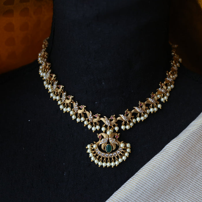 Antique  pearl short necklace with earrings TT0205322