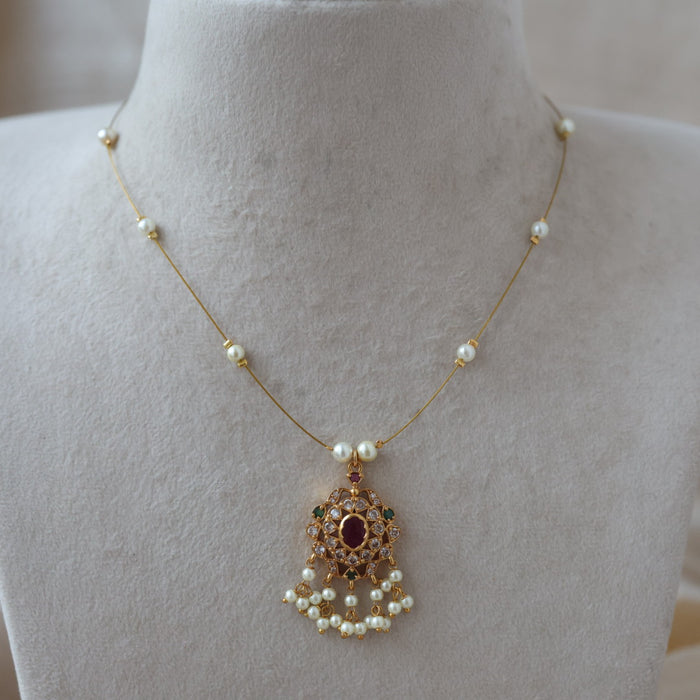 Antique multi stone invisible short necklace IN2090