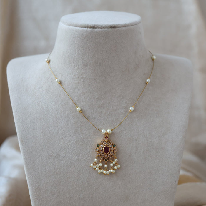 Antique multi stone invisible short necklace IN2090