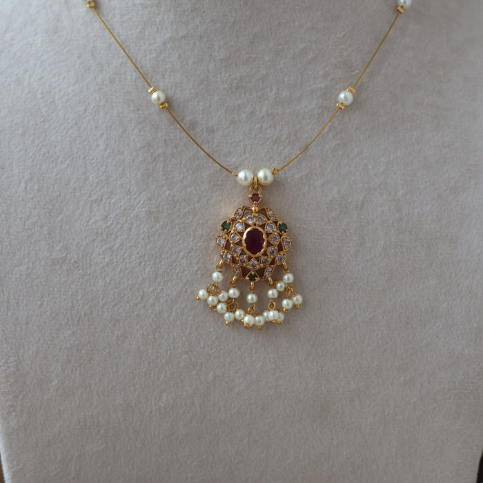 Antique multi stone invisible short necklace IN2090