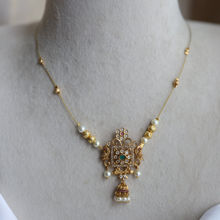 Antique peacock invisible short necklace IN2013