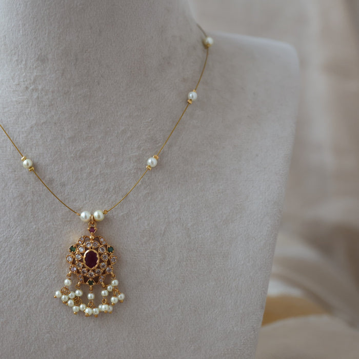 Antique multi stone invisible short necklace IN2090