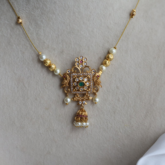 Antique peacock invisible short necklace IN2013