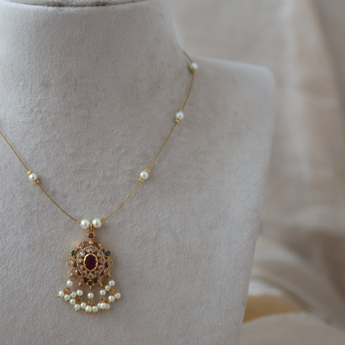 Antique multi stone invisible short necklace IN2090