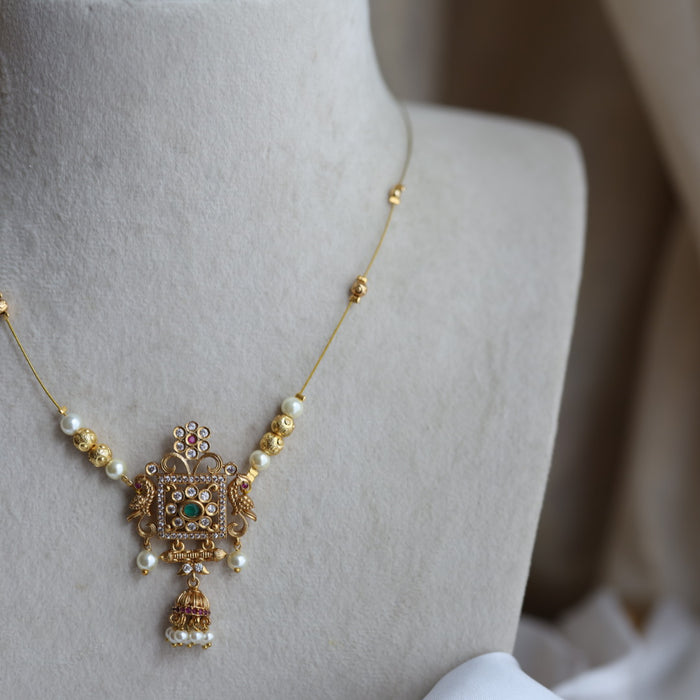 Antique peacock invisible short necklace IN2013