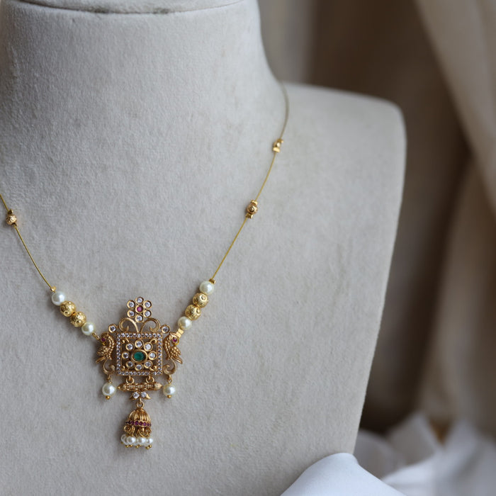 Antique peacock invisible short necklace IN2013